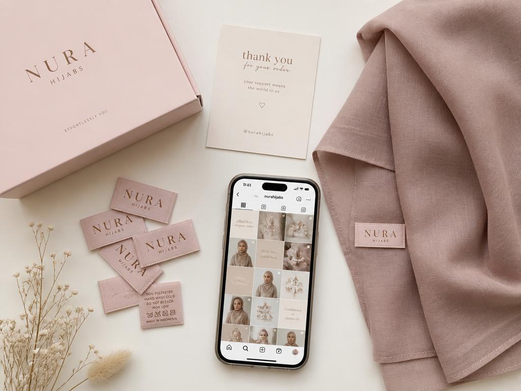 Starter kit brand hijab: label, kemasan, dan materi konten
